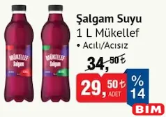 MÜKELLEF ACILI/ACISIZ ŞALGAM SUYU 1 L fiyat ve kampanya bilgisi
